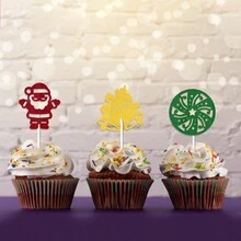 1 套彩色闪光驯鹿蛋糕装饰，圣诞派对装饰氛围装饰品 - 彩色 - 查看 2