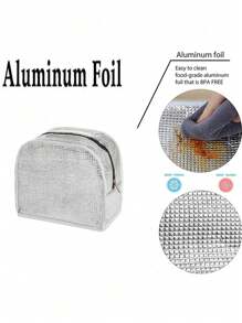 1 件装保温午餐盒袋，手提手柄保温便当午餐袋，铝箔保温午餐盒袋，适合学生 - 灰色 - 查看 5