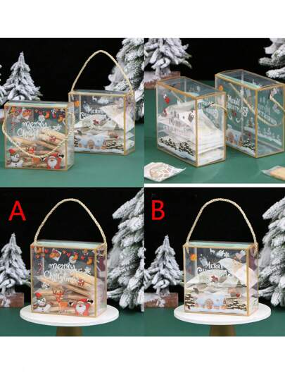 1/5/10pcs PET Transparent Christmas Box Snow Crisp Cookies Candy Box Baked Pastry Gift Box Christmas Gifts Merry Christmas Christmas Eve Christmas Party Christmas Christmas Decorations Christmas Pajamas Christmas Gifts Christmas Decor