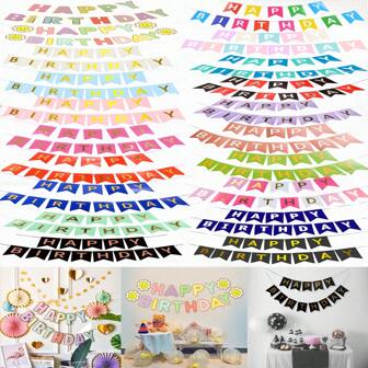 1 set di striscioni "Buon compleanno" in lamina d'oro, decorazioni per feste di compleanno, forniture per feste, bandiere triangolari con scritta "Buon compleanno" in lamina d'oro, banner a bandierine multicolori con lettere, decorazioni per feste di compleanno bandiere triangolari