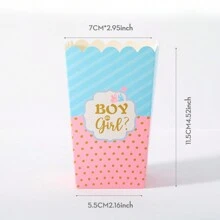 10/24 件性别揭秘派对用品食品盒、薯条盒、爆米花杯、爆米花桶、性别揭秘派对装饰品和电影之夜零食盒，适用于午餐盒面包店、汉堡餐厅、返校情人节 - 彩色 - 查看 3