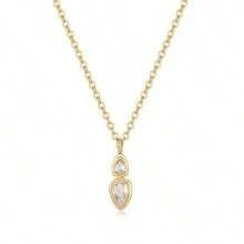 VKHK 1 chiếc vòng cổ mặt dây chuyền trang trí bằng đồng mạ vàng 14K Cubic Zirconia sang trọng, phù hợp cho phụ nữ mặc hàng ngày và mặc trong đám cưới, làm quà tặng - Vàng - Xem 8