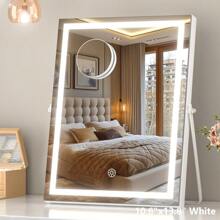 Hasipu LED Makeup Mirror 24.2"X19.7" With 3-Color Dimmable And Smart Touch, Ideal For Bedroom, Living Room, Dressing Room, Barber Shop, Hotel, Lovely Christmas Gift Home Bathroom Decor Summer Makeup Organizer Bathroom Accessories Back To School - US A Type Plug(110-127V) - View 3