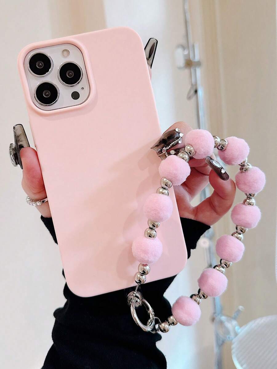 Pink Phone Case Apple Matte TPU Shockproof Phone Case With Lanyard Compatible With Iphone 14 Pro Max /15 Pro Max /15 Plus /15 Pro /15 Full Coverage Waterproof Anti-Fall Scratch Resistant - Baby Pink - View 1