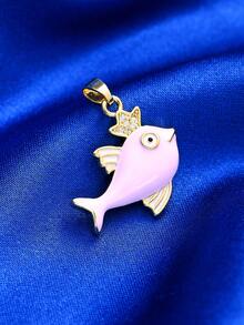 1/5 件时尚可爱金属珐琅方晶锆石海豚和金鱼吊坠，适合 DIY 珠宝制作项链、耳环、钥匙扣、手机链、海洋生物装饰礼物 - 彩色 - 查看 23