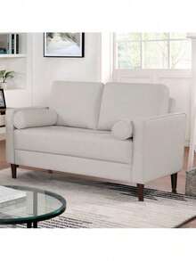 Style  1pc Loveseat Leatherette Upholstered Bench Style Seating Bolster Pillows - M - 查看 2