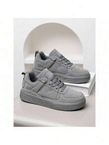 Women's Fashionable High-Grade Grey Breathable Lace-Up Casual Anti-Slip Sports Shoes, Outdoor All-Match Simple Style Thick-Soled Increasing Sneakers - Màu Khaki - Xem 6