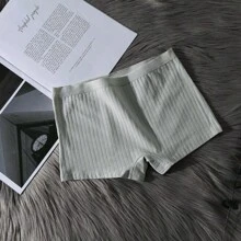 Juego de 7 prendas de ropa interior tipo hipster básica de algodón de unicolor para niñas adolescentes, con diseño de rayas cuadradas espirales, cómodas y transpirables