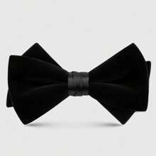 1 pieza Corbata de moño de terciopelo de poliéster de unicolor, accesorio de vestimenta formal de alta gama para bodas, fiestas, banquetes, escenarios, otoño/invierno para hombres