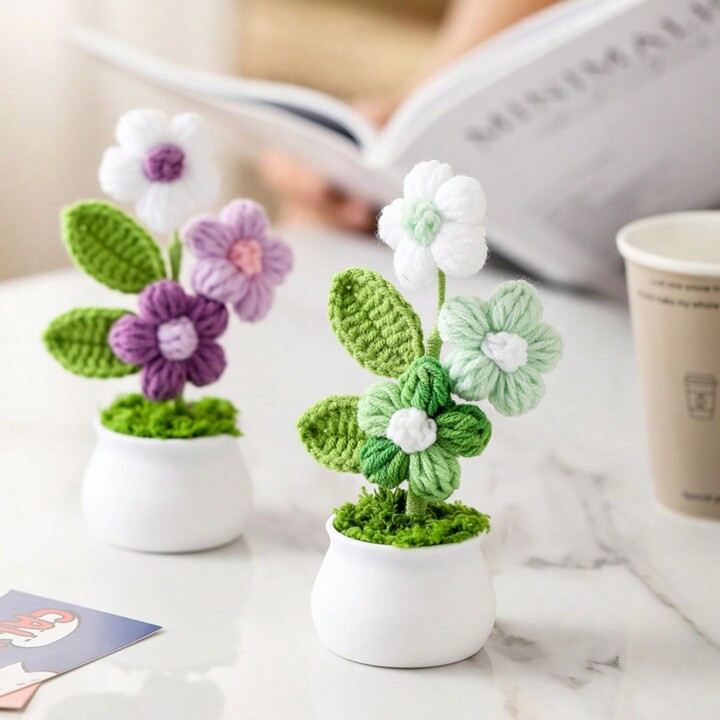 1pc Artificial Crochet Sunflower, Rose, Tulip Simulation Flower, Desk Decor, Wall Decor, Artificial Flower, Suitable For Birthday Gift, Anniversary Gift, Mother's Day Gift, Christmas Gift, Event & Home Decoration, Valentine's Day Gift Gifts Graduation