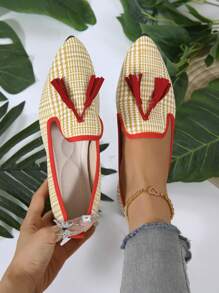 Women's New Casual Chic Tasseled Lightweight Slip-On Fabric Flat Loafers