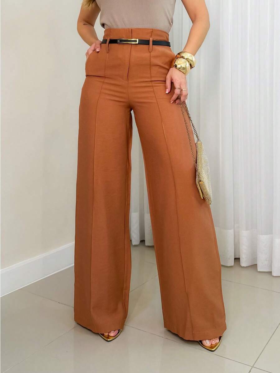 YING ZI Marrant Pantalona II Tailored Formal Trousers - 駝色 - 查看 1