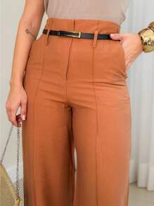 YING ZI Marrant Pantalona II Tailored Formal Trousers - 駝色 - 查看 2