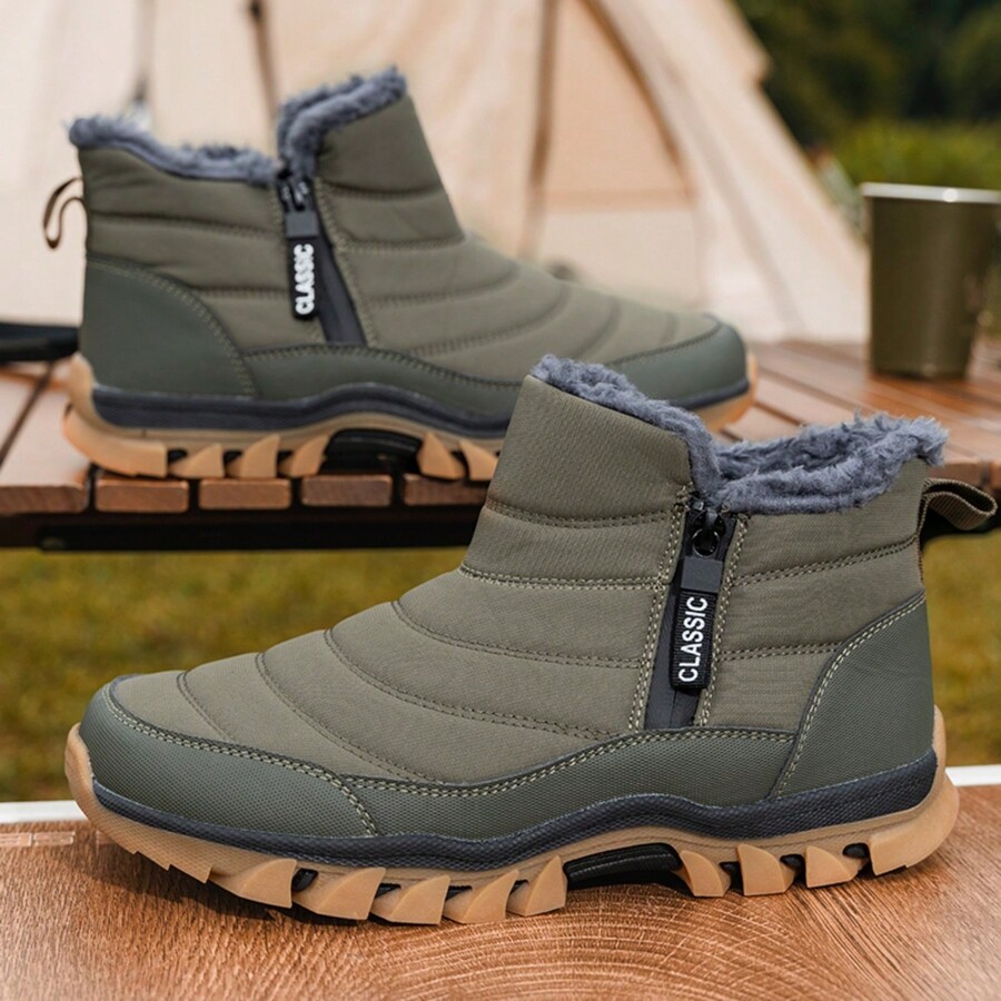 Men's Cotton Padded Snow Boots, Outdoor Waterproof Winter Boots With