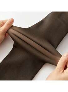 SHEIN KIDS Thermal Tights Fluffy Lined Sheer Fleece Thick Leggings Winter Warm Women - 黑色 - 查看 2