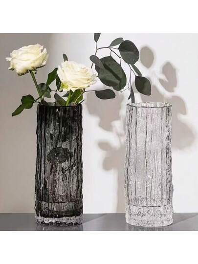 Ins Highly Attractive Straight Glass Vase, Glacier Vase Flowers, Transparent Flower Arrangement ation, 1pc Birthday Graduation Home Room view 3