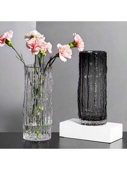 Ins Highly Attractive Straight Glass Vase, Glacier Vase Flowers, Transparent Flower Arrangement ation, 1pc Birthday Graduation Home Room view 6