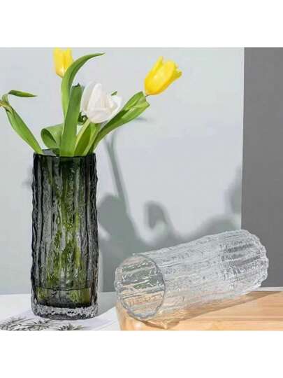 Ins Highly Attractive Straight Glass Vase, Glacier Vase Flowers, Transparent Flower Arrangement ation, 1pc Birthday Graduation Home Room view 4