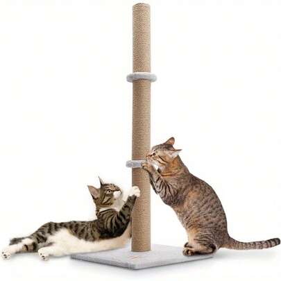 Cat Scratching Post Tall 89cm Cat Tree Cat Pet Vertical Climbing Resting Activity Tower With Soft Plush Carpet Covered Heavy Base And Sisal Pole For Kittens And Adult Cats Gray