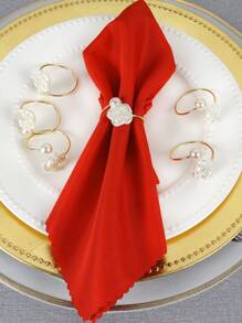 1/4/6 peças Anéis de Guardanapo de Rosa de Pérola para Decoração de Mesa de Casa e Restaurante, Anel de Guardanapo de Decoração de Festa e Feriado - Multicolorido - Visão 12