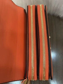 Minimalist Basic Fashion Casual Style Women's Handbag With Adjustable Gold Chain With 4 Compartments - Màu Cam cháy - Xem 3