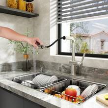 MONDAWE Two Function Single Handle Pull Out Sprayer Kitchen Faucet Deckplate Included - 銀色 - 查看 3