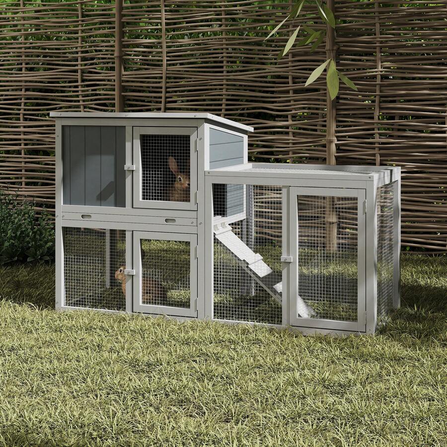 Bunny Cage Indoor And Outdoor Rabbit Hutch With Waterproof Roof And