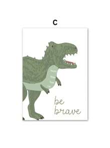 1pc Boy Room Wall Art Print Cartoon Dinosaur Roar Quotes Nursery Canvas Painting Nordic Poster Wall Pictures Kids Room School Decor No Frame - Multicolor - View 11