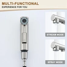 MONDAWE Two Function Single Handle Pull Out Sprayer Kitchen Faucet Deckplate Included - 銀色 - 查看 7