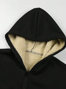 Yemwry Plus Size Men's Fashion Casual Versatile Pentagram Print Thermal Lined Zip Up Hooded Jacket