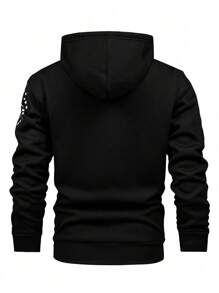 Yemwry Plus Size Men's Fashion Casual Versatile Pentagram Print Thermal Lined Zip Up Hooded Jacket
