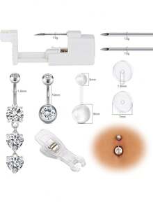 AVYRING 1SET Belly Button Piercing Needles Gun Set Body Piercing Set For Lip Tongue Ear Nose Safe Piercing Gun Kits Body Piercing Needle Tool Kits Set For Women Men/Belly Button Piercing Kit - Multicolor - View 11