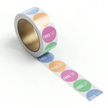 TYFYO 500pcs/Roll Gold Free Gift Stickers 1inch Round Thank You Sticker For Small Business Package Card Envelope Seals,Christmas - Multicolor - View 8