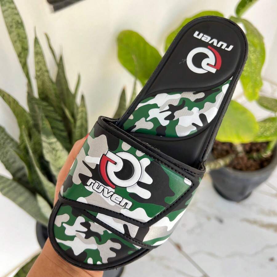 Slide Conforte Flip Flops Men's Women's Super Light And Comfortable Camouflage Ruven Original Promotion - 黑色 - 查看 1