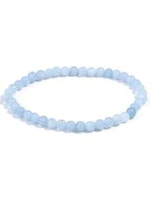 1 Peça Pulseira de Contas de Água-Marinha Natural para Mulheres, Pulseira Elástica Trendy de Laço Único, Adequada para Uso Diário de Senhoras no Verão