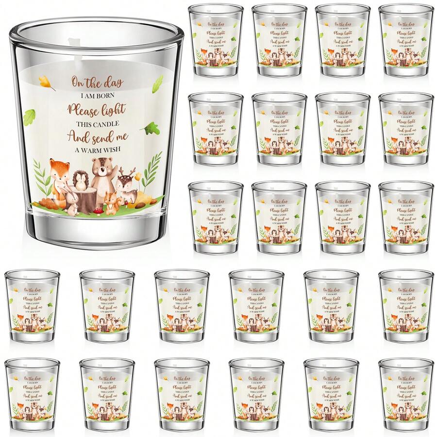 Conelist 25 Pcs Baby Shower Favors Votive Scented Candles Bulk Clear Glass Gender Reveal Candle Baby Shower Candle Favors Baby Shower Return Gifts For Girls And Boys Guests Party (Animal) - Multicolor - View 1