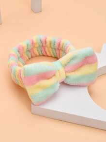 1入組蝴蝶結裝飾浴髮帶柔軟可愛彈性蝴蝶結髮帶適合女士和女孩洗臉頭巾頭飾