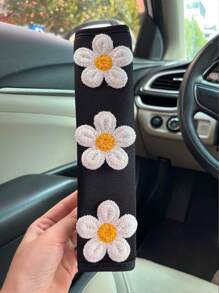 1pc Ice Silk Pink Floral Car Seat Belt Covers