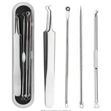 4 Pieces Professional Acne & Blackhead Remover Tool Kit - Includes Blackhead Extractor, Pimple Needle, Comprehensive Facial Cleansing Tool (Rose Gold 4 Pieces Set)