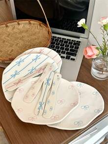 CMYD Studio 1 件 8 英寸不对称陶瓷蝴蝶图案平盘，简约手工蛋糕/甜点盘，时尚装饰，适用于餐厅餐具、下午茶、早餐、沙拉、送给女孩的礼物 - 彩色 - 查看 7