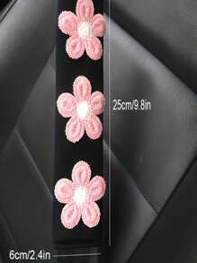 1pc Ice Silk Pink Floral Car Seat Belt Covers