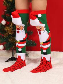 A Pair Of Red And Green Christmas Socks, Very Cute, Suitable For Christmas Parties And Also As Christmas Gifts. - Red - View 4