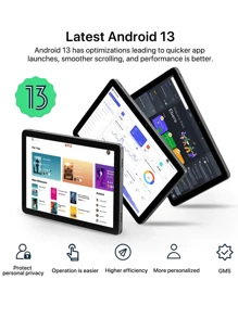 Qetupa 10.1 Inch Android 13 Tablet PC, 4GB RAM + 128GB ROM, MTK 6762 Octa-Core 2.0GHz Processor, HD (1280x800) IPS Touchscreen, Bluetooth 5.2 And 802.11ac WiFi 5, 5MP Front Camera And 13MP Rear Camera, 6000mAh Large Battery, No SIM Card Support, Suitable For Reading And Gaming - Blue - View 3