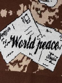 Áo len dài tay cổ chữ V dáng rộng họa tiết chim bồ câu hiệu Andreilee, trang phục đường phố đa năng dành cho nam và nữ, phù hợp cho mùa xuân, thu và đông. - màu nâu - Xem 3