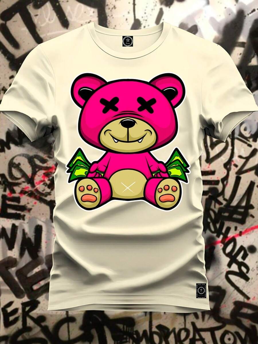 Premium T-Shirt Printed In High Definition With 4K Quality 100% Cotton Comfortable Money Bear - 米色 - 查看 1
