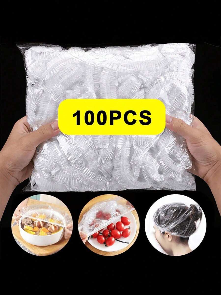 100/500pcs Plastic Reusable Elastic Bowl Lids, Salad Bowl Covers