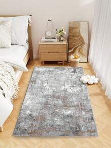 1 Stück grauer bedruckter Teppich, Nachahmung aus kurzflorigem Kaschmirmaterial, weich und angenehm, leicht zu pflegen, wasserdicht und rutschfest, maschinenwaschbar, geeignet für Wohnzimmer, Schlafzimmer, Küche, Esszimmer, Raumdekoration, Heimdekorationsmatte. Geeignet für Herbst und Winter.