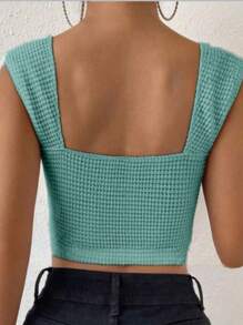 TRICOZHU TRICO-ZHU Cropped Tricot Modal / Cropped Tank Top / Trico Tank Top / / Blogger Fashion / Shipping 24hrs 2024 - Màu xanh Ô liu - Xem 2
