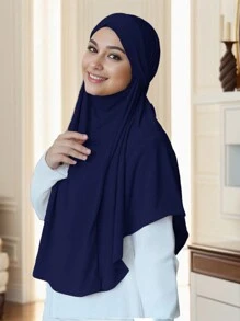 1 pieza Pañuelo de cabeza multiusos de unicolor estilo malayo, máscara, turbante, velo, accesorio de abaya, transpirable y suave para uso diario - Turbante de máscara facial atado malayo - Ver 13