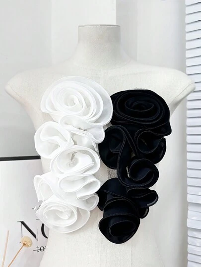 1 szt. Plisowana duża kwiatowa dekoracyjna aplikacja broszka sukienka DIY ręcznie robione łatki akcesoria kwiatowe DIY akcesoria odzieżowe